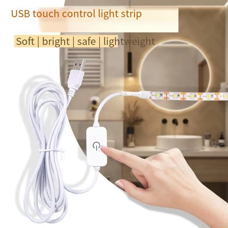 Bande Lumineuse LED Auto-Adhésive et Flexible, Contrôle Tactile, Gradation en Continu, Basse, Armoire de Cuisine, Garde-Robe