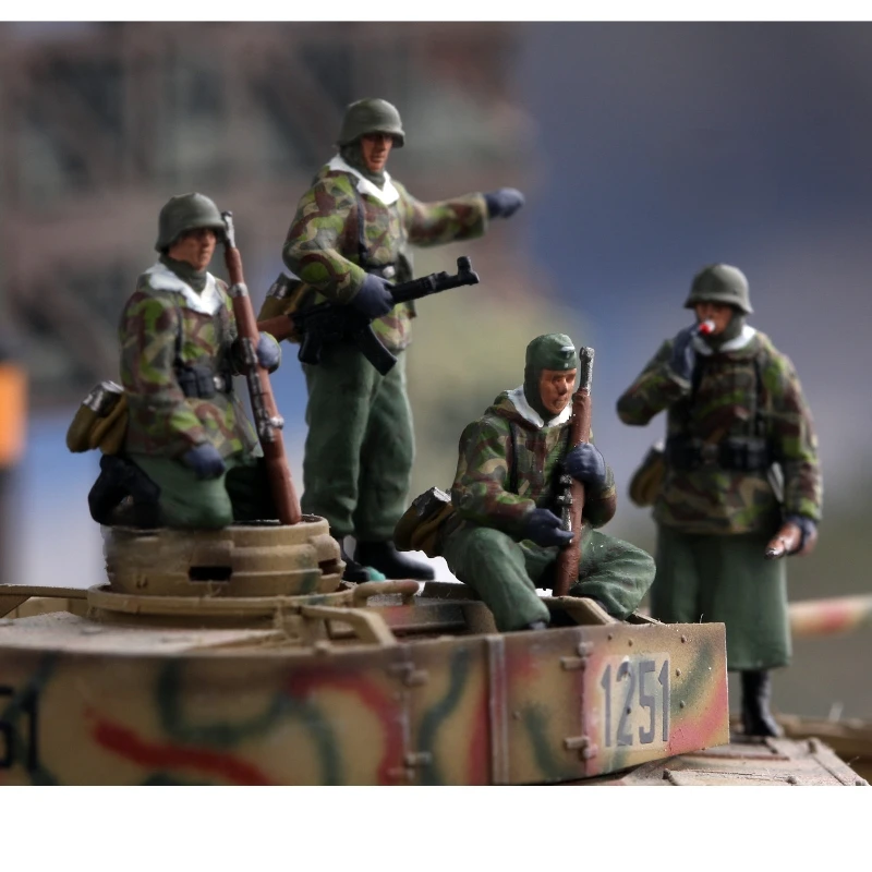 Modell im Maßstab 1:72, 4 Stück, deutscher Panzerpanzer, Grenadier-Actionfigur, Soldaten, Spielzeug, DIY-Szene, Zubehör, Sammlung, Ausstellungspuppen