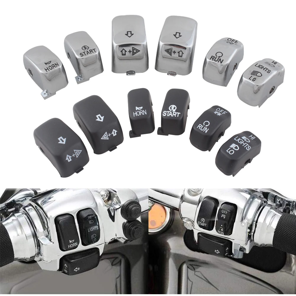 Chrome Or Black Switch Caps Fit For Harley CVO Dyna Heritage Road King Softail Sportster Cross Custom V Rod Fat Bob Fat Boy Iron