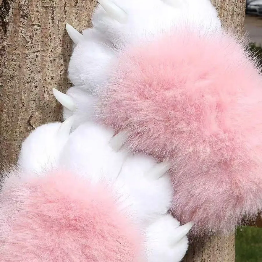 1Pc New Plush Cosplay Cat Paw Glove Squeaking Cartoon Cat Claw Mittens Animal Thicken Furry Glove Gifts