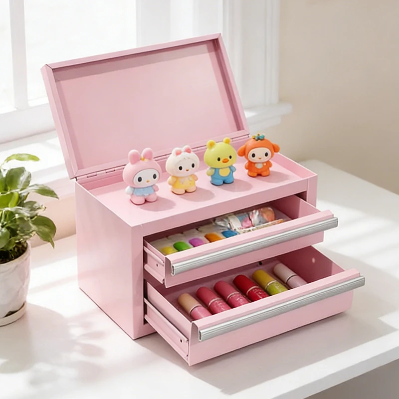 a forCustom Multi Color 2 Drawer Portable Steel Tool Box Sheet Metal Tool Chest  for Garage Workshop Hardware Tool Storage