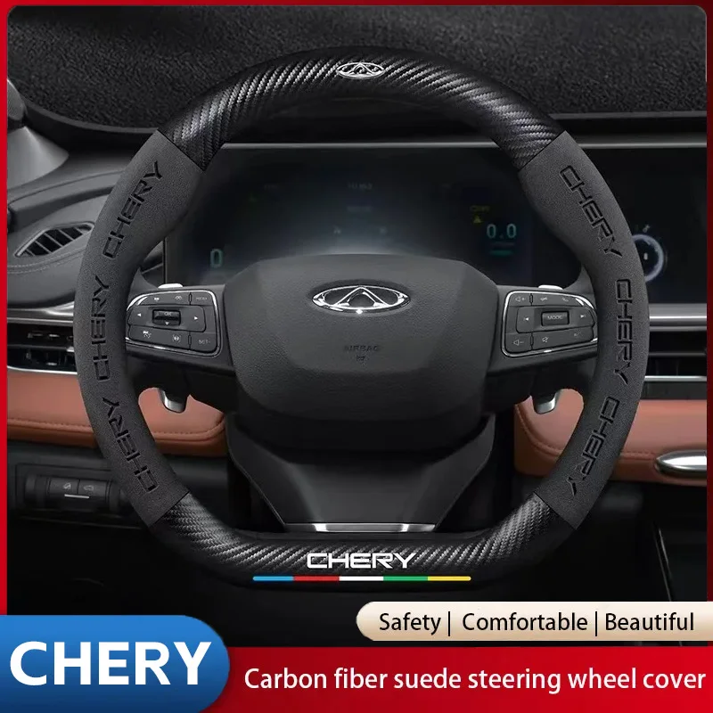 

Non Slip Leather Car Steering Wheel Cover Interior Accessories For Chery Tiggo 5 2 3 7 8 PRO 5X 3X QQ Fulwin Face Arrizo A1 A3