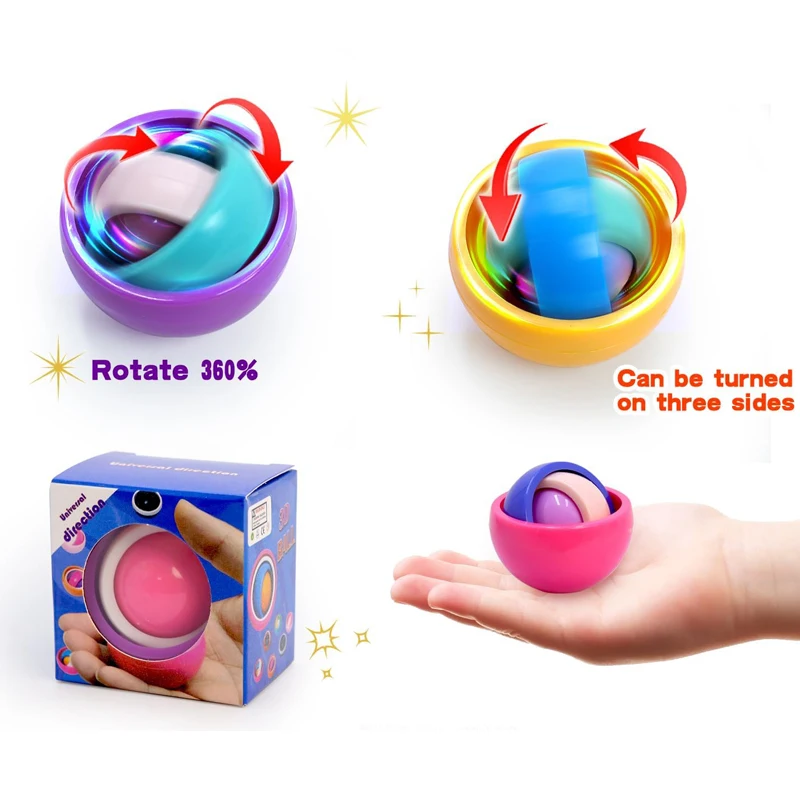 3 uds Spinner Gyro Ball Flip infinito Universal giratorio calmante ansiedad TDAH alivio del estrés Fidget dedo juguetes adultos adolescentes