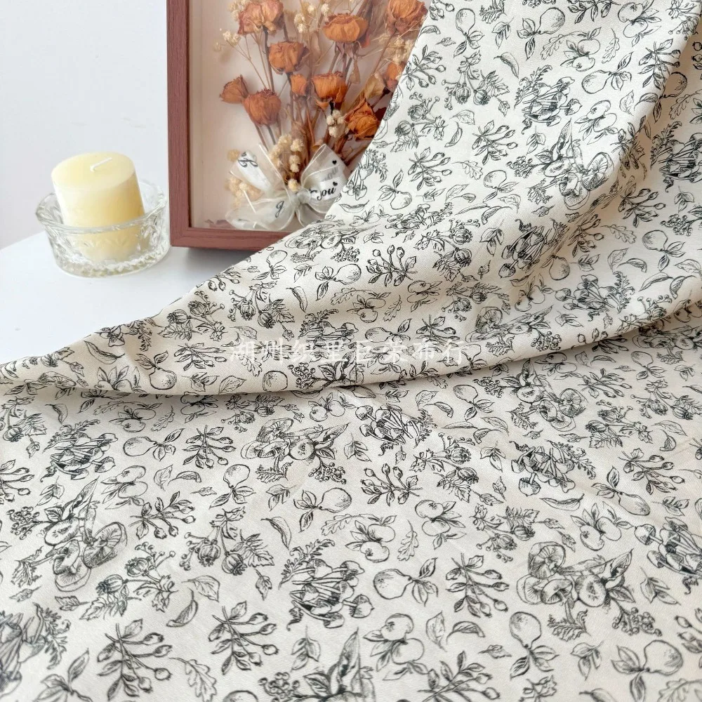 140x50cm 40s Full Cotton Digital Direct Print Fabric Fresh Vintage French Style Pure Cotton Women's and Children's Clothing DIY