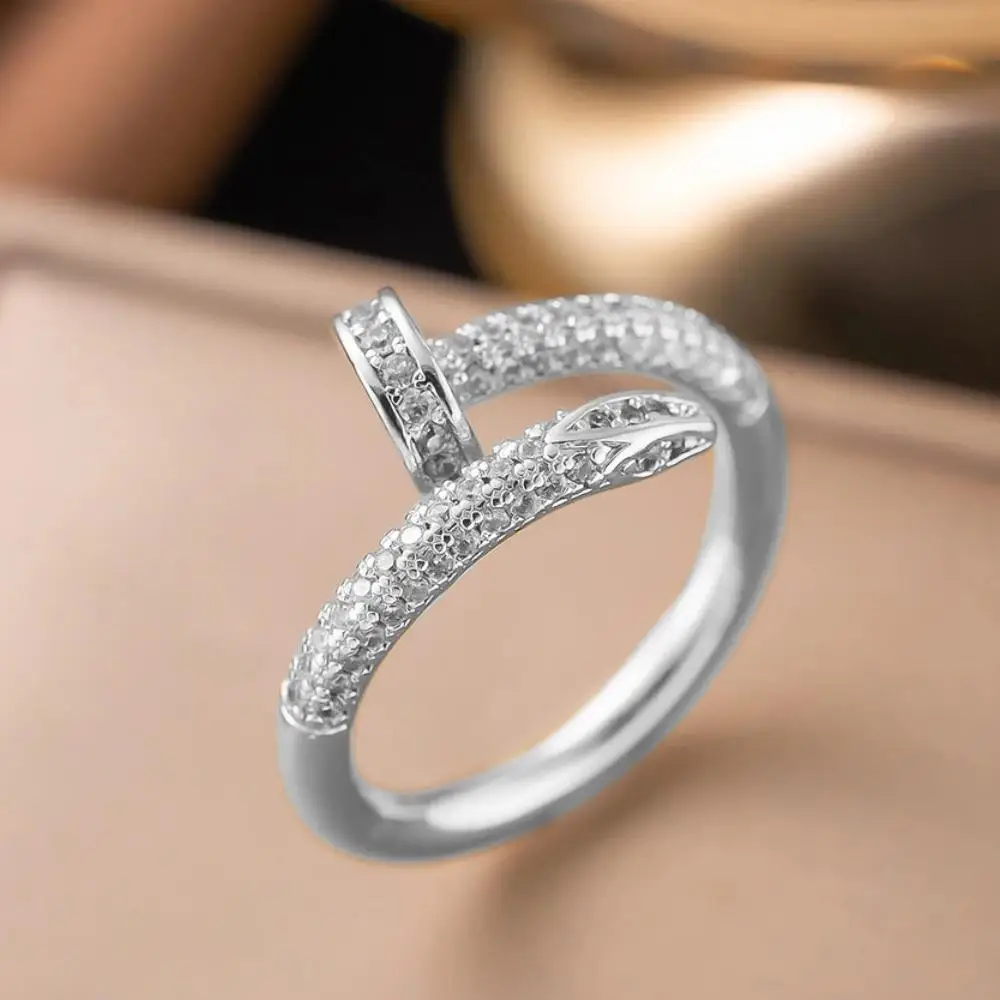 Women Adjustable Nail Ring Korean Fashion Punk Cubic Zirconia Ring Daily Simple Jewelry image 2