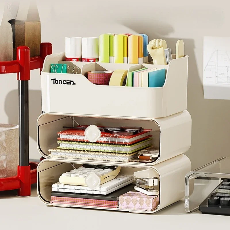 صندوق تخزين شفاف متعدد الطبقات لمنظم سطح المكتب قابل للتكديس لمستحضرات التجميل/اللوازم المكتبية صندوق نمط درج متعدد الألوان #2