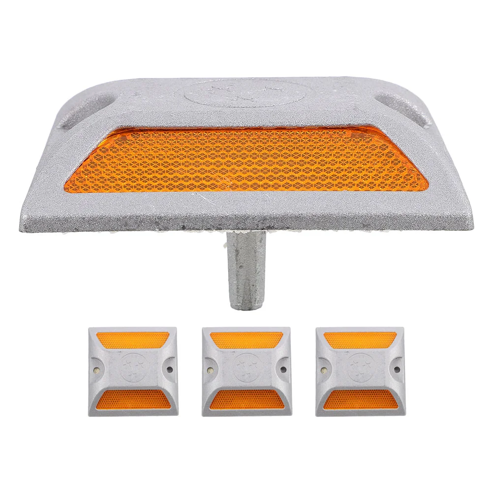 4pcs Reflective Road Studs Driveway Markers Aluminum Cast High Visibility Night Safety Pavement Traffic Guidance Speed Bumps