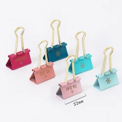 6pcs/lot colorful Metal Binder Clips 32mm Notes Letter Paper Clip Office Supplies Binding Securing Clips