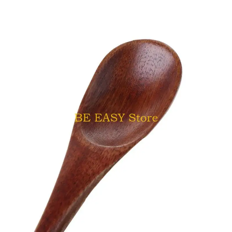 

E28F Natural Wooden Spoon Coffee Tea Cooking Dining Utensil Retro Long Handle Cutlery
