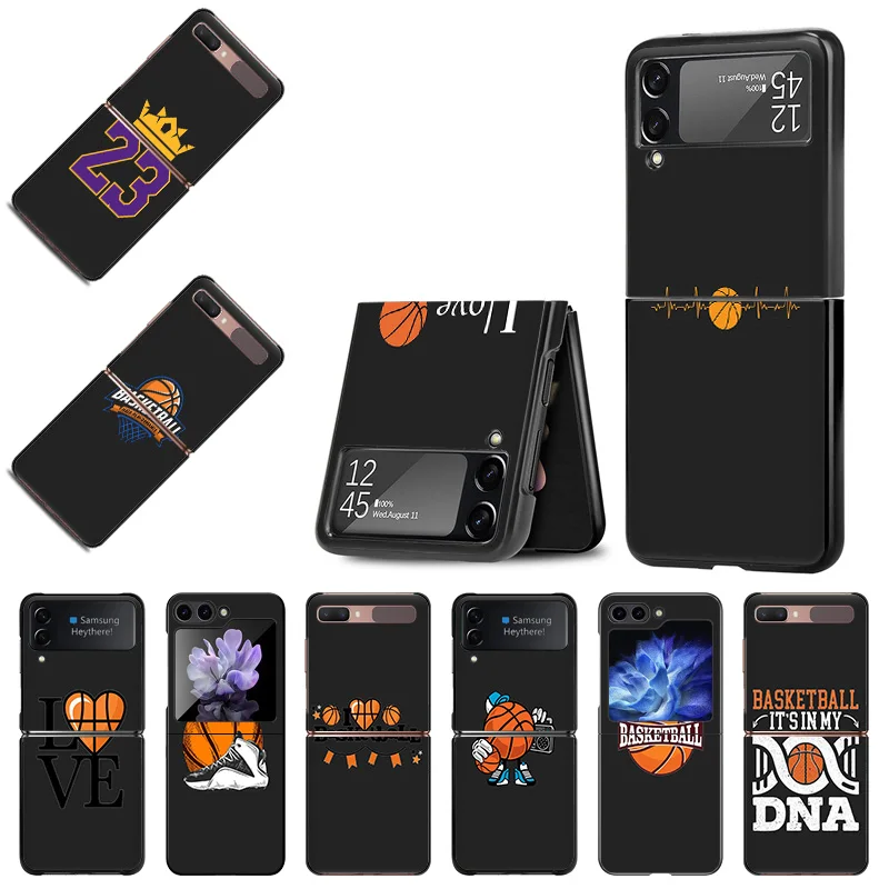 Matte Phone Case For Samsung Galaxy Z Flip6 5G Flip5 Flip4 Flip3 ZFlip 6 3 4 5 Love Play Basketball Hard Black Cover