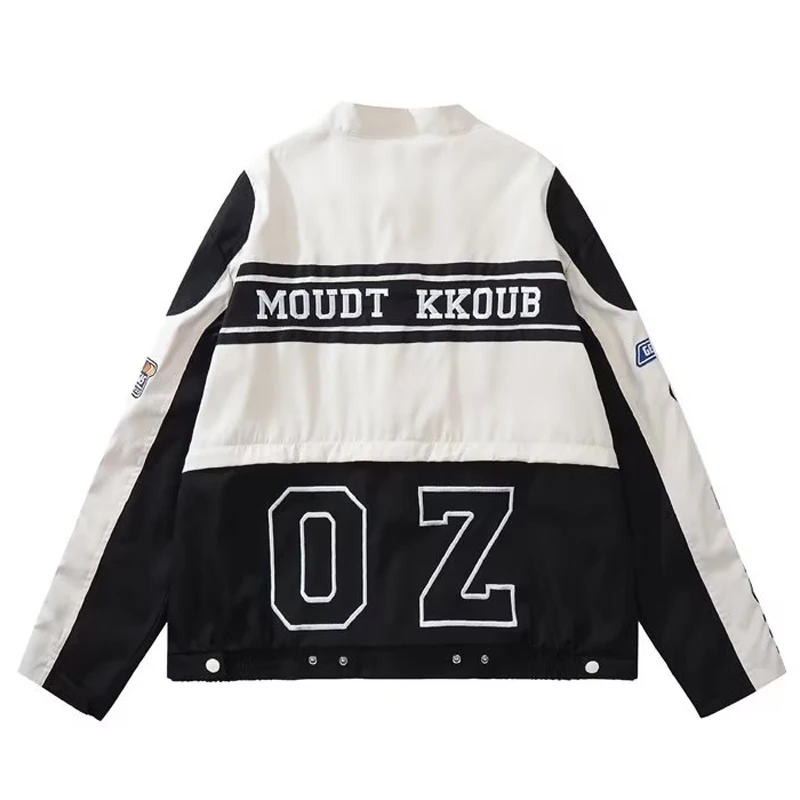 Retro Bomber Jacket Men Women Detachable Motorcycle Racing Baseball Jackets Y2K Street Hip Hop Couple Loose Embroidery Coat New