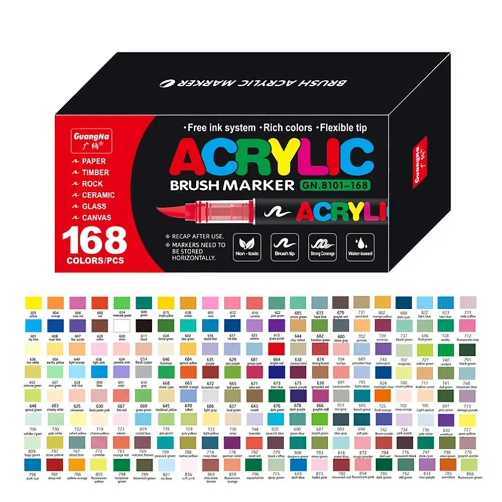 240 Colors Acrylic Paint Pens Markers Brush Tip 168 Paint Markers