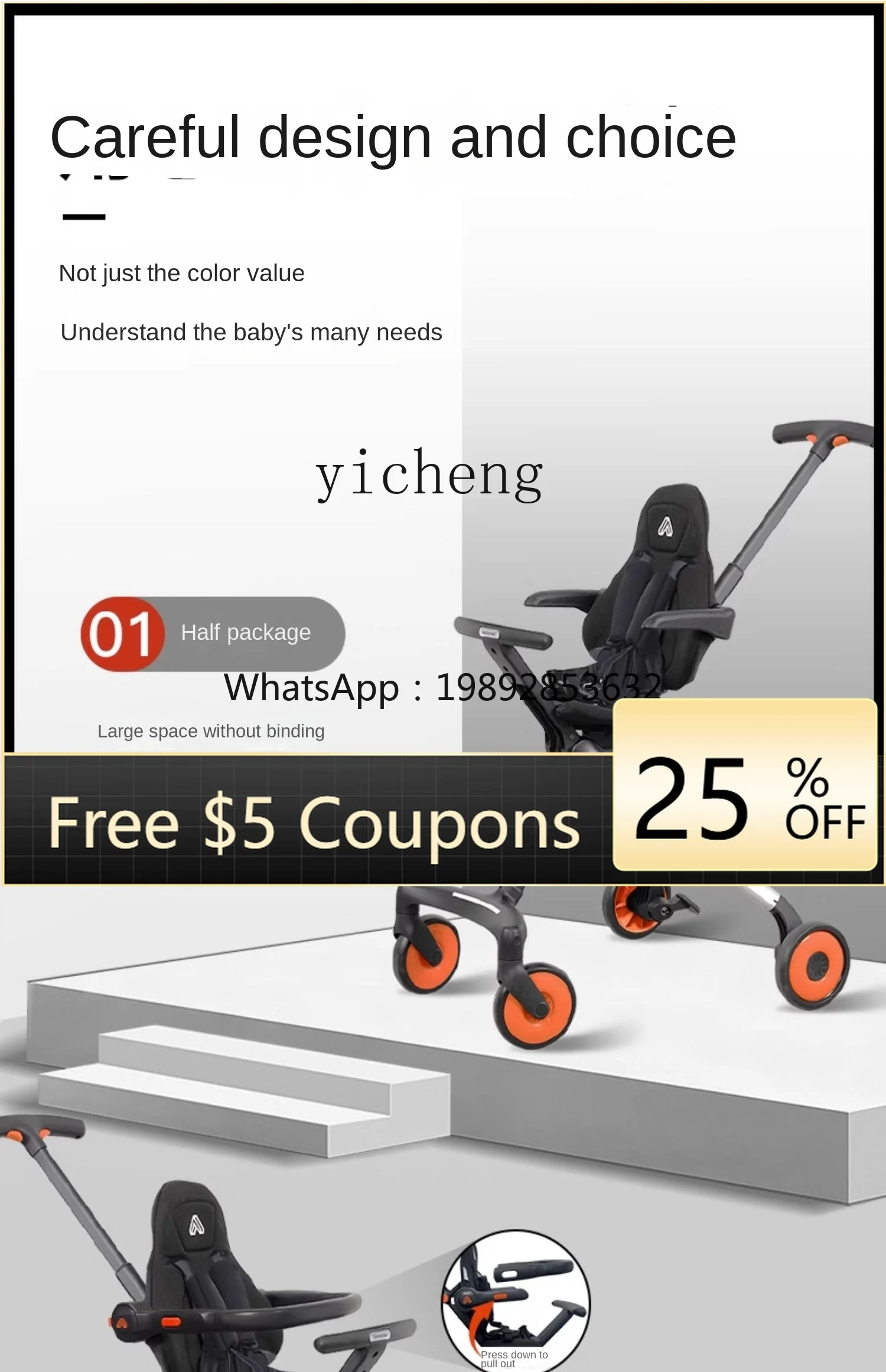 

ZZ Walk the Children Fantstic Product Trolley Children Baby Walking Tool Lightweight Folding One-Click Trolley Children