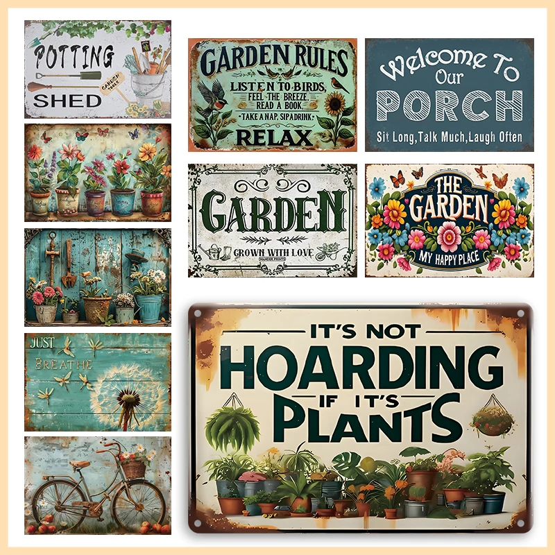 Vintage Garten-Metallschilder, Deko für Gewächshaus, Wohnzimmer, Schlafzimmer, Hof, Garten, Pflanzenliebhaber-Geschenke für Frauen