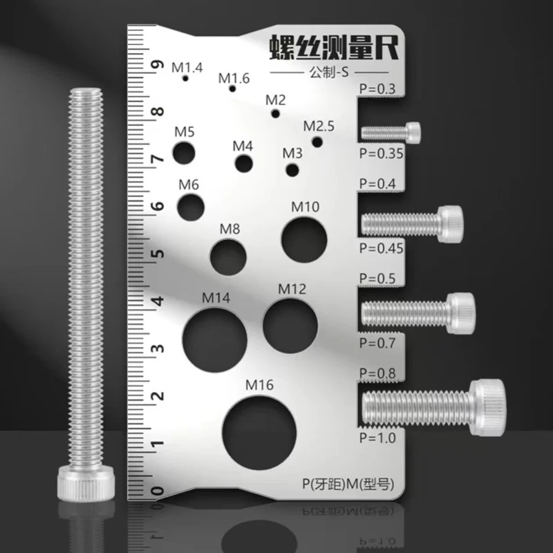 Metric Screw Thread Pitch Gauge Ruler, Precision Bolt Nut Measuring Gauge, Portable Thread Cutting Tool for Industrial Machining