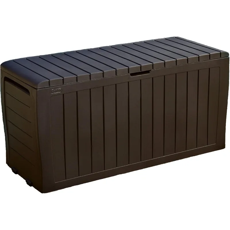 Plus 71 Gallon Resin Outdoor Storage Box for Patio Storage Box Cushions, Throw Pillows, Garden Tools and Pool Floats