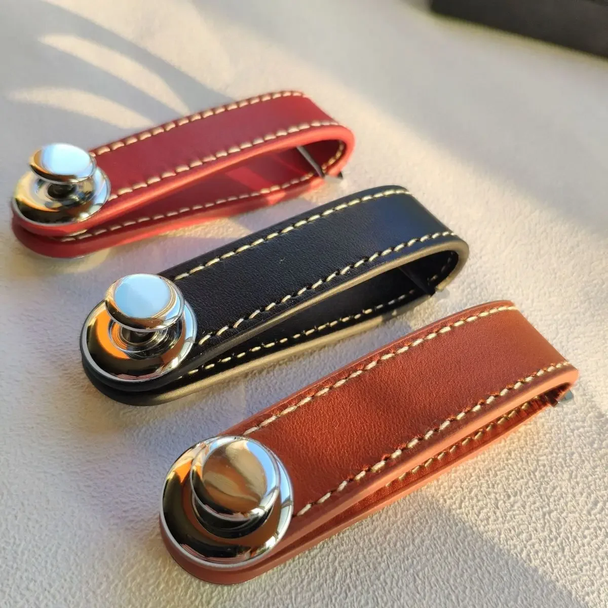 Fashion Leather Car Key Pouch Storage Case Wallet Holder Key Wallet Ring Collector Housekeeper EDC Pocket Key Organizer Smart