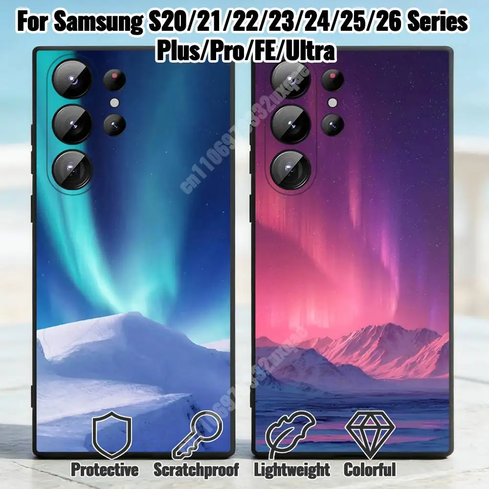 

Aurora Borealis Night Sky Phone Case for Samsung Galaxy S21 22 Ultra Plus S23 S24 FE Lite S25 26 30 Fundas Matte