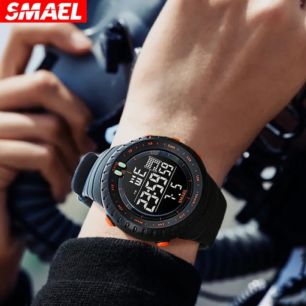 SMAEL Waterproof Sports Electronic Watch Night Light Alarm Watch 1237 Multi functional Outdoor Watch Men\'s
