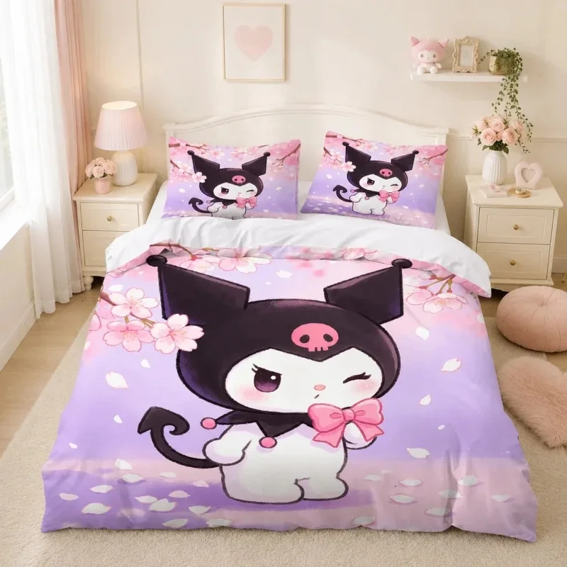 cute-kuromi-cherry-blossom-3-piece-bedding-setsoft-microfiber-duvet-cover-with-pillowcases-for-girlssuitable-all-seasons