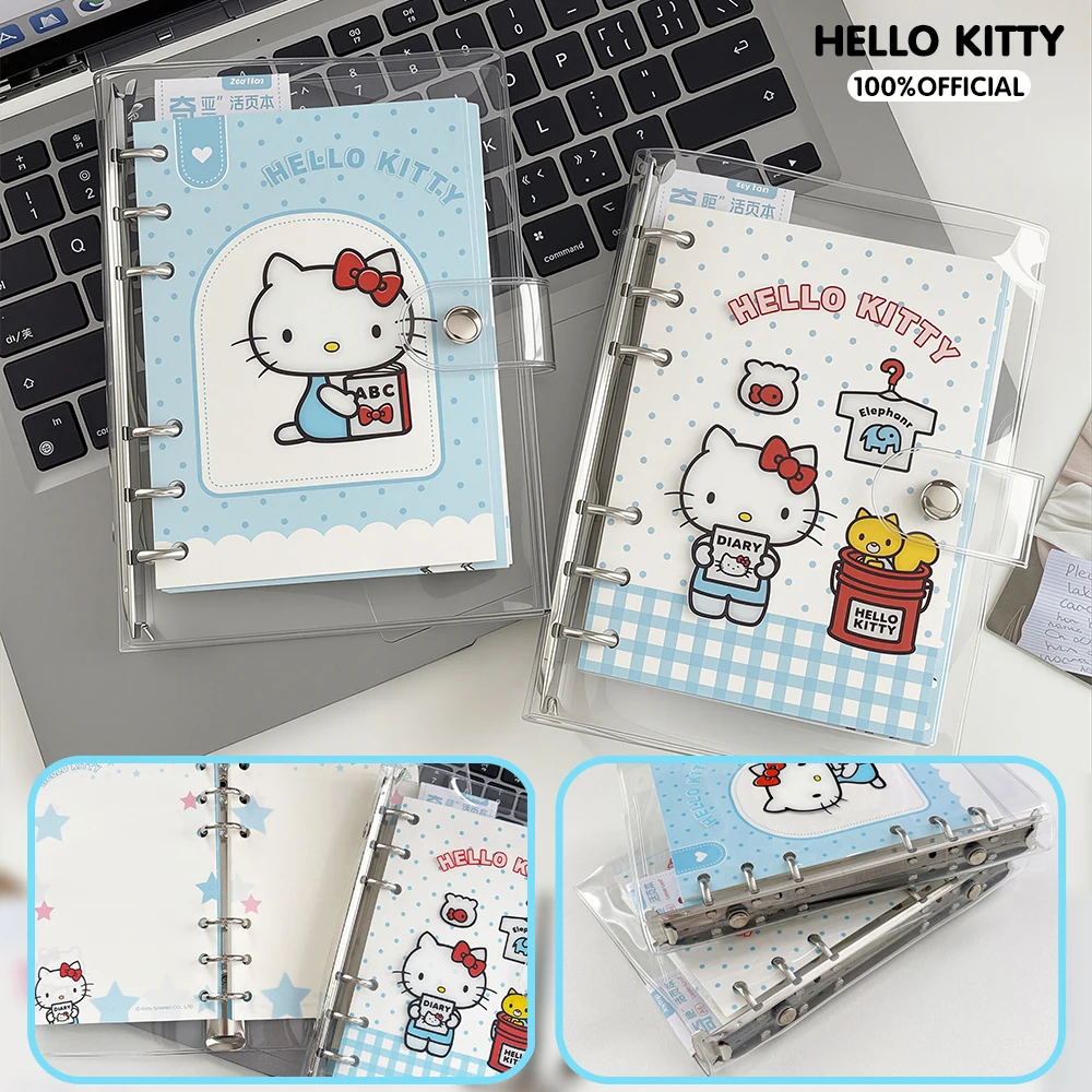 A6/M5 Genuine Hello Kitty Loose-leaf Notebook 60Sheets Sanrio Cartoon Planner Handbook Stationery Office School Supplies Gifts