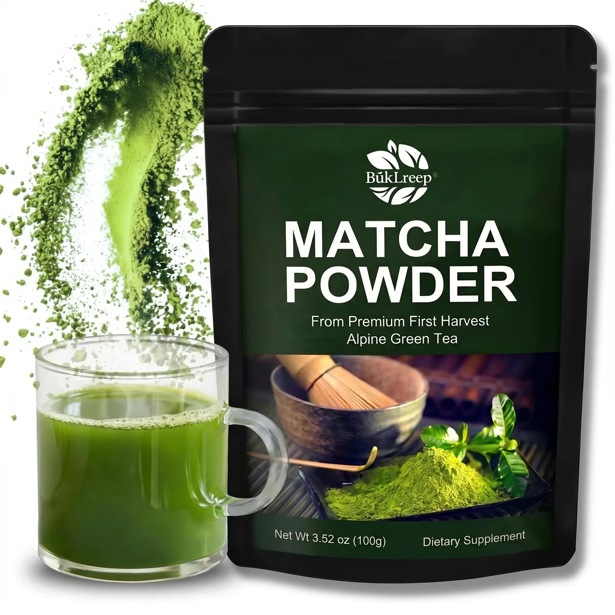 Pure Matcha Powder From First Harvest Alpine Green Tea Rich EGCG Antioxidants Natural Detox Calm Focus Energy Supplement