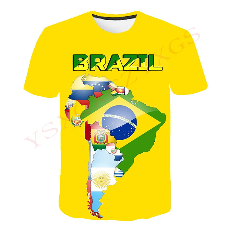 New Brazil Original Football Shirt Flag Fashion 3D For Men And Women Streetwear Comfortable Sports Round Neck Short Sleeves Top