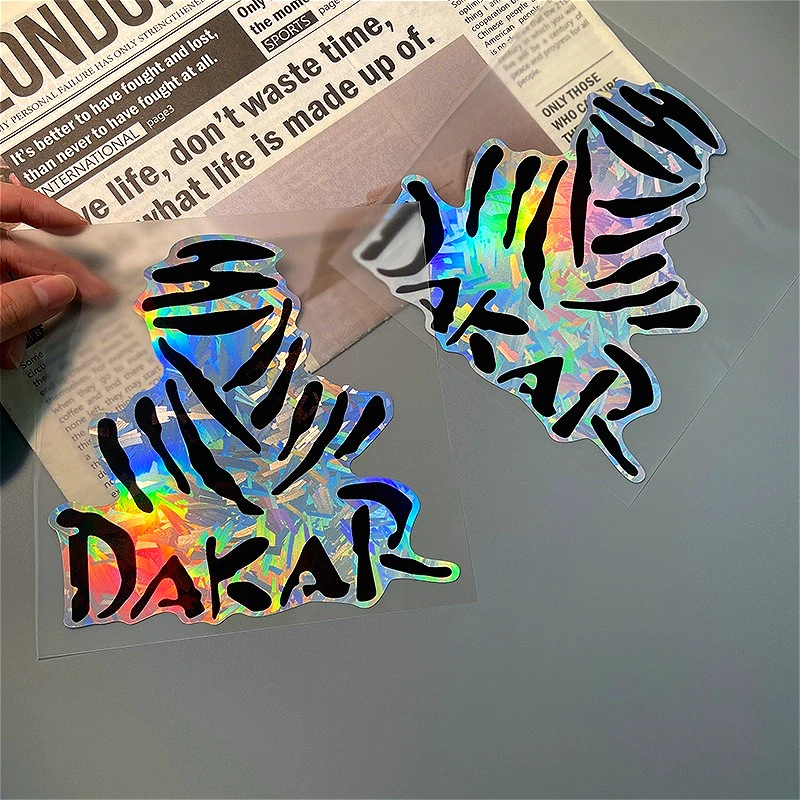 Dakar Desert Rally Reflective Motorcycle Stickers Holographic Carbon Vinyl Decals for Scooter Helmet Fuel Tank Box Fairing view 4