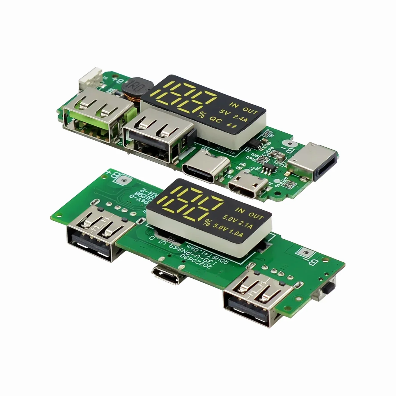 Modul Pengisi Daya Tampilan Digital Baterai Lithium 18650 5v2.4a 2A Modul Penguat Tampilan Pita Output USB Ganda