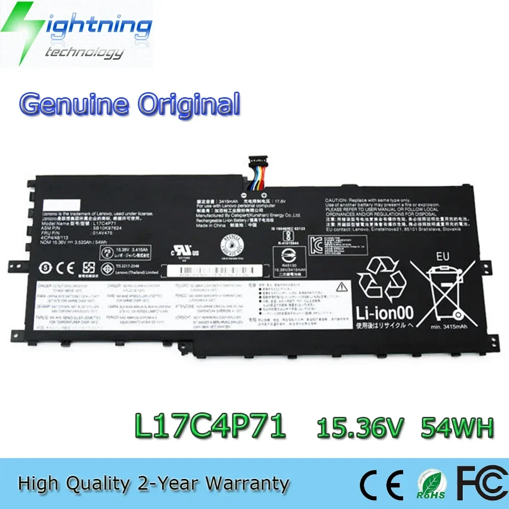 

Новый оригинальный аккумулятор для ноутбука L17C4P71 15,36 В 54 Втч для Lenovo ThinkPad X1 Yoga Generation 3 2018 (20LD000KCD) L17M4P71 и т. д.