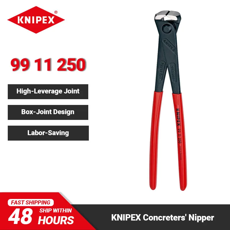 

KNIPEX 99 11 250 High Leverage Concreters' Nipper Labor-saving 61 HRC Multifunctional Plier for Tying Deep Mounted Steel Rods