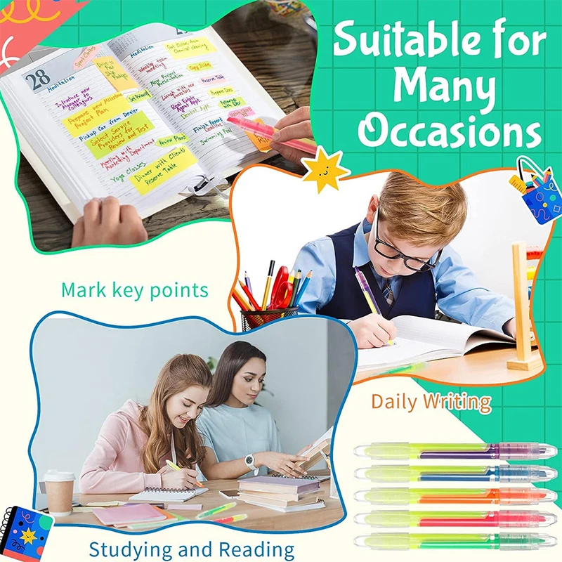 1 Pcs Double-headed Highlighter Color Straight Liquid Marker Pen Hand Account This Student Stationery Color Marking Pen