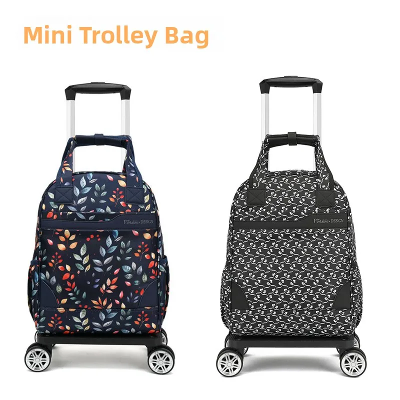 small-lightweight-handheld-waterproof-carry-on-suitcase-short-trip-folding-oxford-cloth-bag-with-pull-rod-for-air-travel