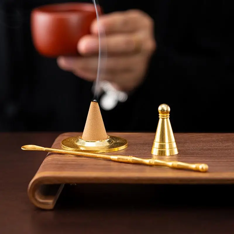 3pcs/set Copper Tower Incense Moulds Set Incense Cones Making Molds DIY Tower Incense Burner Tools Gifts Home Decoration Gold