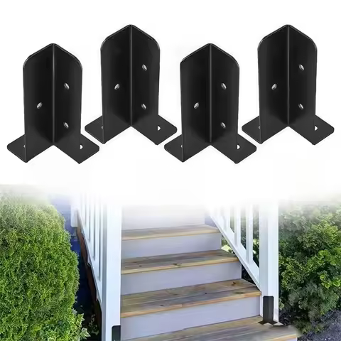 4pcs/set Adjustable Deck Post Anchor Base Brackets For Pergola DIY Courtyards Wood Pile Fence Support Reversible Wood Fence Post