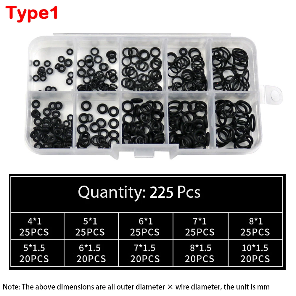 200Pcs O-ring Rubber Gaskets Seal Ring Set Nitrile Rubber High Pressure O-Rings NBR Faucet Sealing Valve O Rubber Rings Set