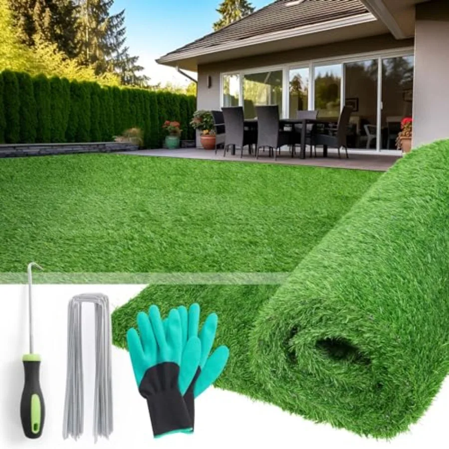 

Artificial Grass Turf Indoor Outdoor, 5Feet x 8Feet Realistic Synthetic Fake Grass Turf Rug for Patio Balcony Lawn Landscape De