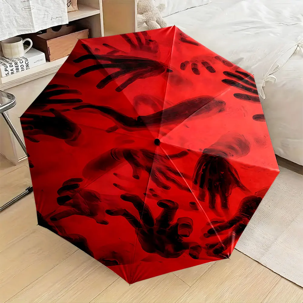 1PC Artistic Umbrella with Hands Pattern Design Print 8 Iron Ribs Folding Umbrella Auto-Open Fashion Sunshade
