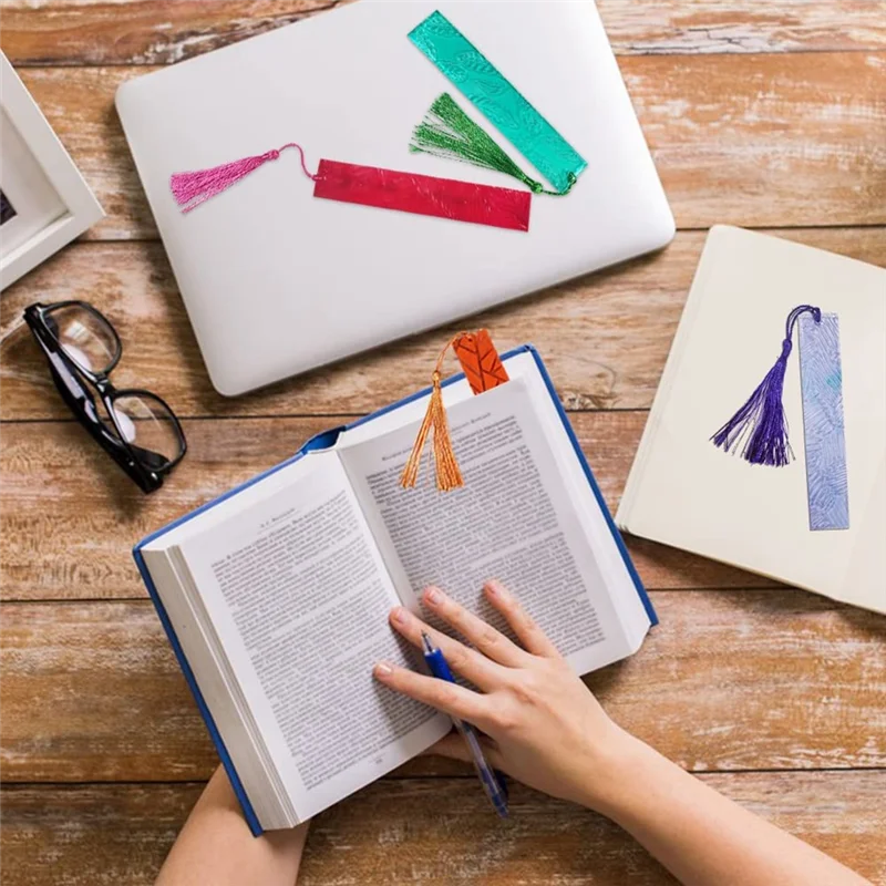 EDT-Bookmark พร้อมพู่ซิลิโคนเรซินแม่พิมพ์สี่เหลี่ยมผืนผ้าใบเนื้อดอกไม้รูปอีพ็อกซี่ซิลิโคนแม่พิมพ์หล่อ Bookmark