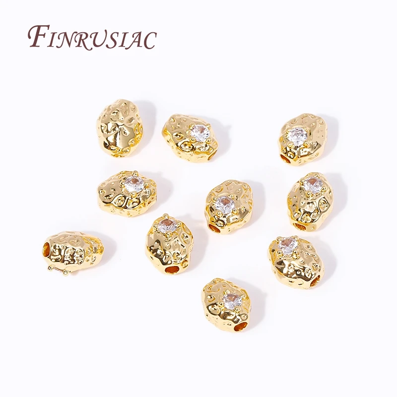 18K Gold Plated Inlay Zircon Bracelet Spacer Beads,Separators For Beads,Handmade DIY Jewelry Making Supplies Accessories