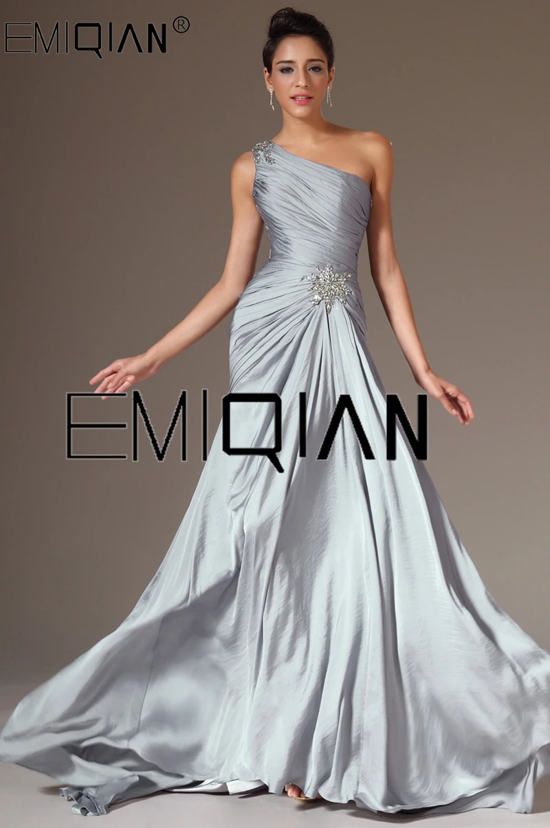 

New Stylish Pleated Mermaid Evening Dresses Wedding Reception Dress One Shoulder Prom Gown