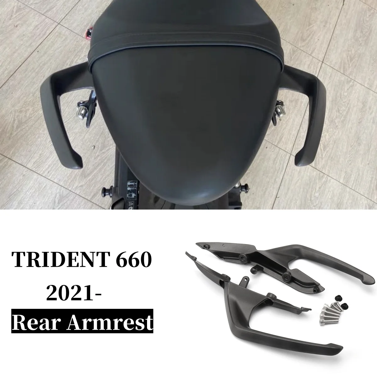 

For Trident660 TRIDENT 660 Motorcycle Arm Rests Aluminum Tail Armrest Rear Grab Bars Kit Pillion Passenger Handle 2021 2022 2023