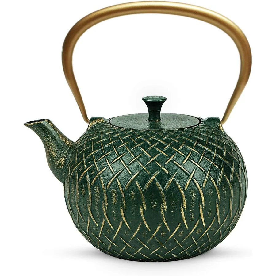 

Japanese Cast Iron Tea Kettle for Stove Top Stovetop Safe Teapot with Infusers for Loose Tea 34 Ounce 1000 ml Dark Green Melody