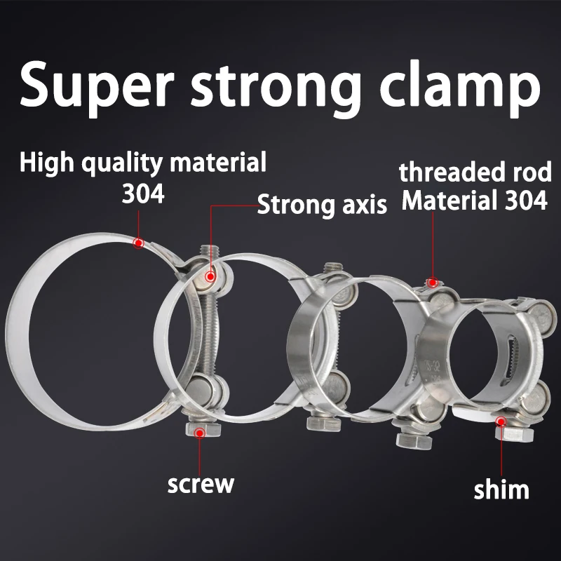 304 Stainless Steel Super Strong Clamp for Automotive Exhaust Pipe Modification Special Clamp Throat Clamp 32-35mm 36-39mm