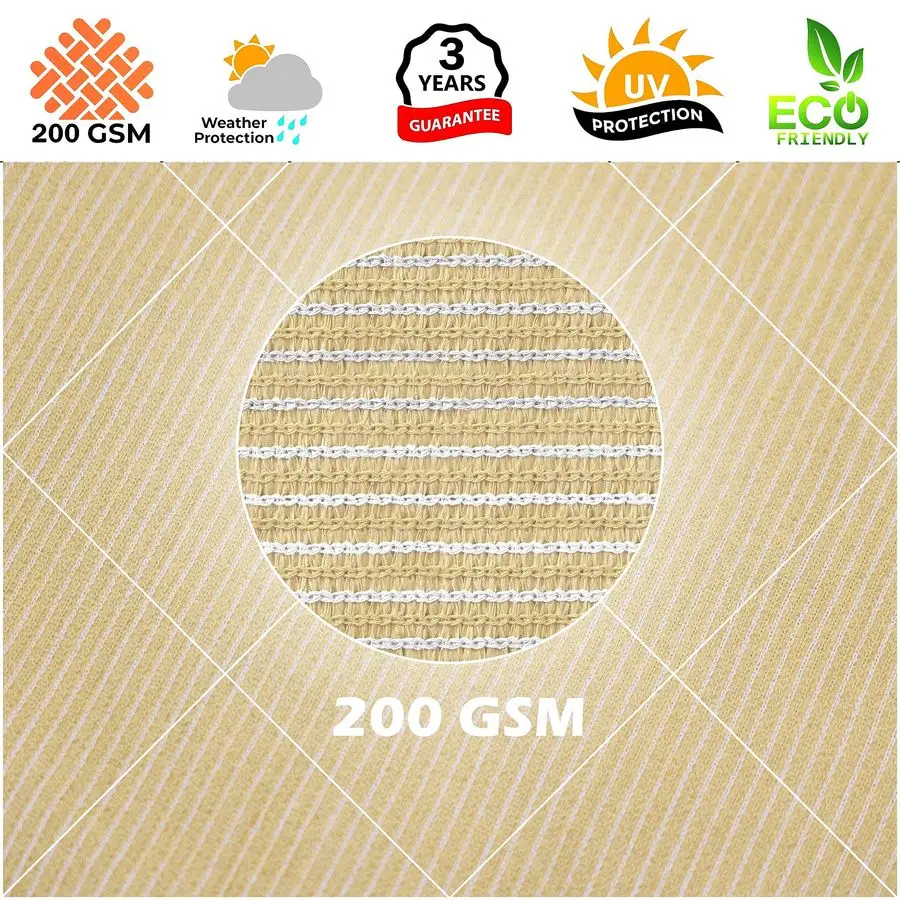 

10 x 13 Бежевый прямоугольный солнцезащитный козырек, навес для патио на открытом воздухе, тканевый экран RTAPR1013 UPF50 95, блокировка УФ-излучения, сверхмощный, усилитель воды