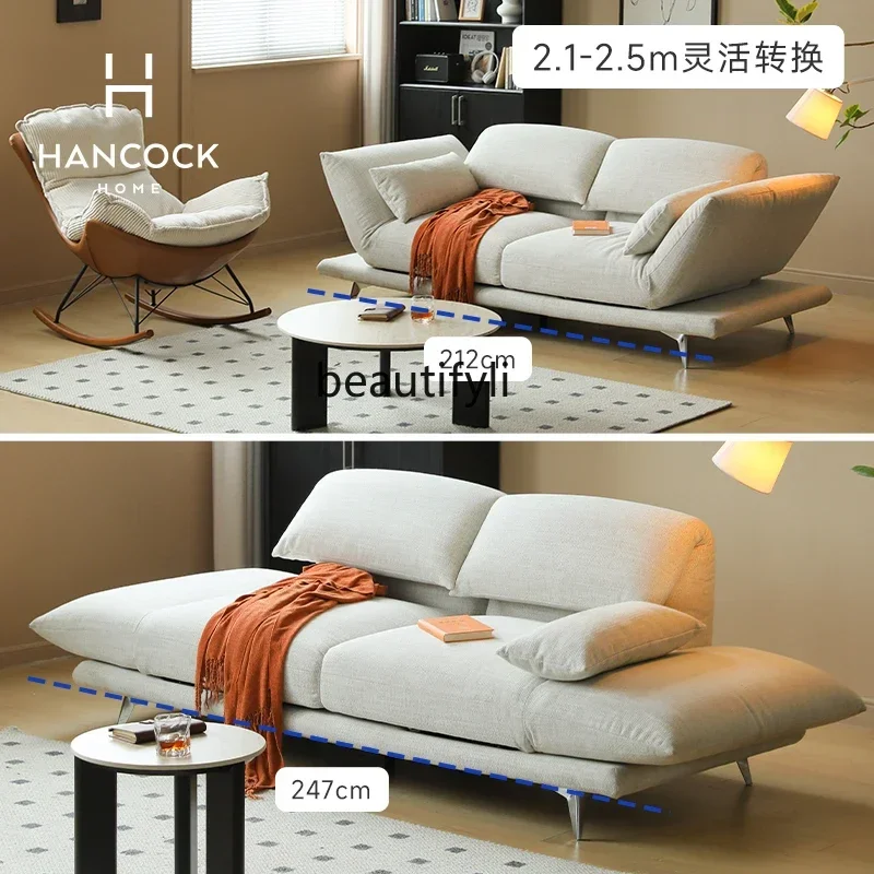 A Multifunctional Sofa Living Room Rotating Backrest Small Unit Dynamic Island Straight Row Fabric Sofa