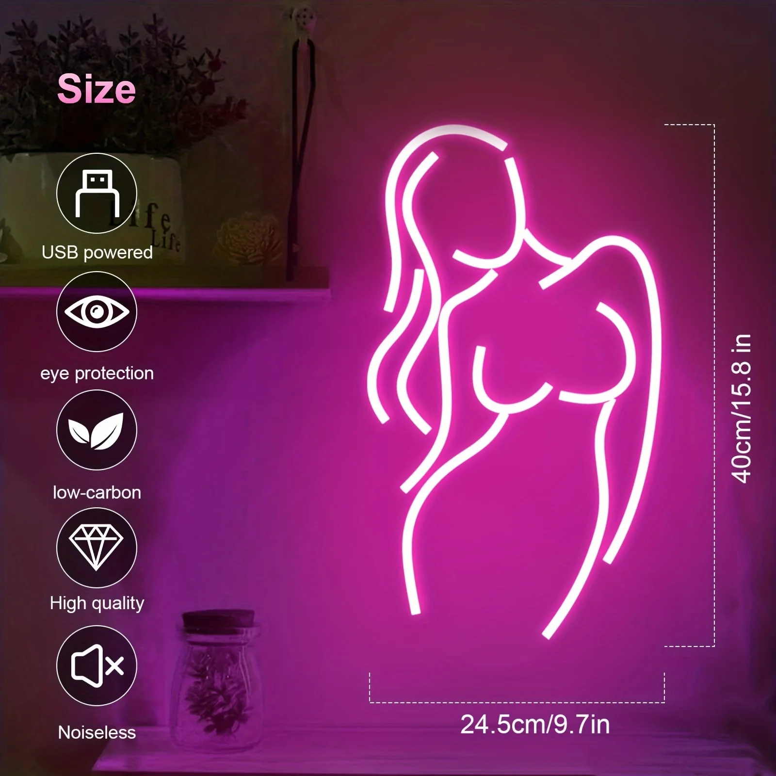 Lady Neon Signs, USB Powered, Bar Signs Neon Signs, For Bachelorette Parties, Bar Beer Parties