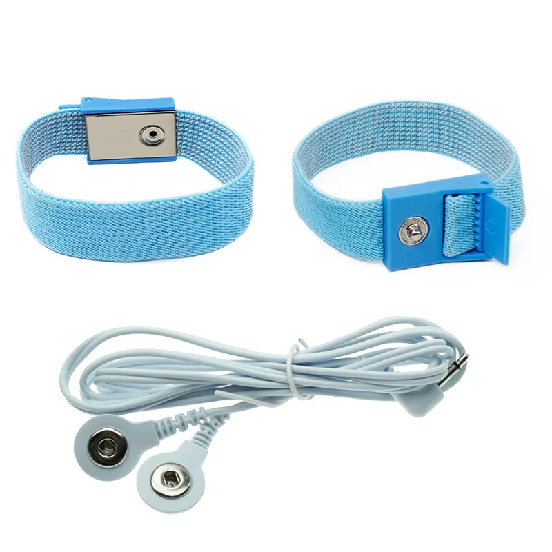 4 Pcs Conductive Adjustable Estim Wrist Strap Blue Stim Loops with Snap Wires Therapeutic Machine WristStrap Component
