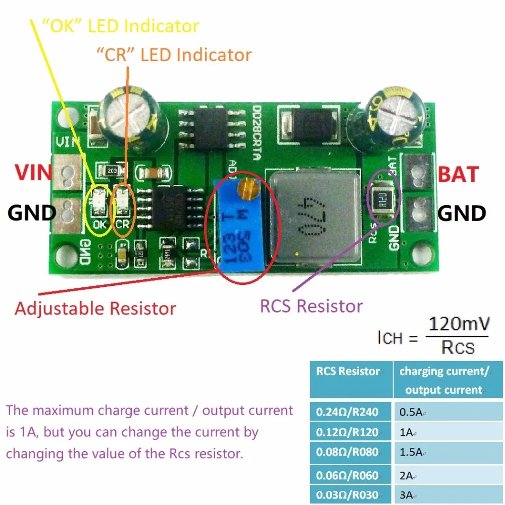 1A LiFePO4 Batterie Charger Charging Module DC 3.2V 6.4V 9.6V 12.8V 16V 19.2V