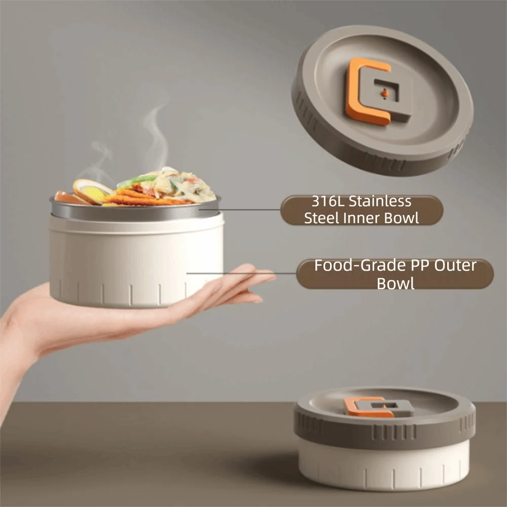 Multi-layer Vacuum Insulated Food Jar Large Capacity 304 Stainless Steel Insulated Food Bucket Sealed Individual Meal Containers
